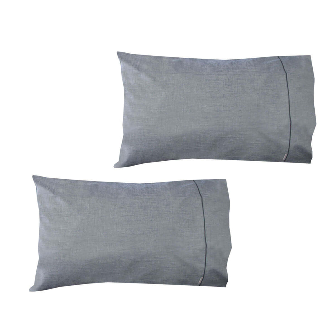 _label_, DSZ Product, feed-cond-new, feed-sl-free shipping, free-shippingPair Of Chambray Charcoal Cotton Standard Pillowcases 48 X 73 Cm - Premium Home & Garden > Bedding > Pillows from DSZ ! Shop Online Buy Now at S & D's Value Store Family Business Best Customer Service_label_, DSZ Product, feed-cond-new, feed-sl-free shipping, free-shipping