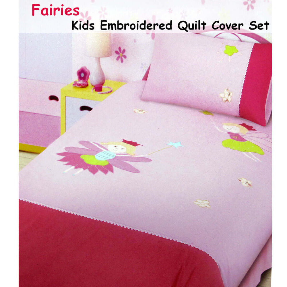 _label_, DSZ Product, feed-cond-new, feed-sl-free shipping, free-shippingFairies Embroidered Quilt Cover Set Single - Premium Home & Garden > Decor > Garden Ornaments from DSZ ! Shop Online Buy Now at S & D's Value Store Family Business Best Customer Service_label_, DSZ Product, feed-cond-new, feed-sl-free shipping, free-shipping