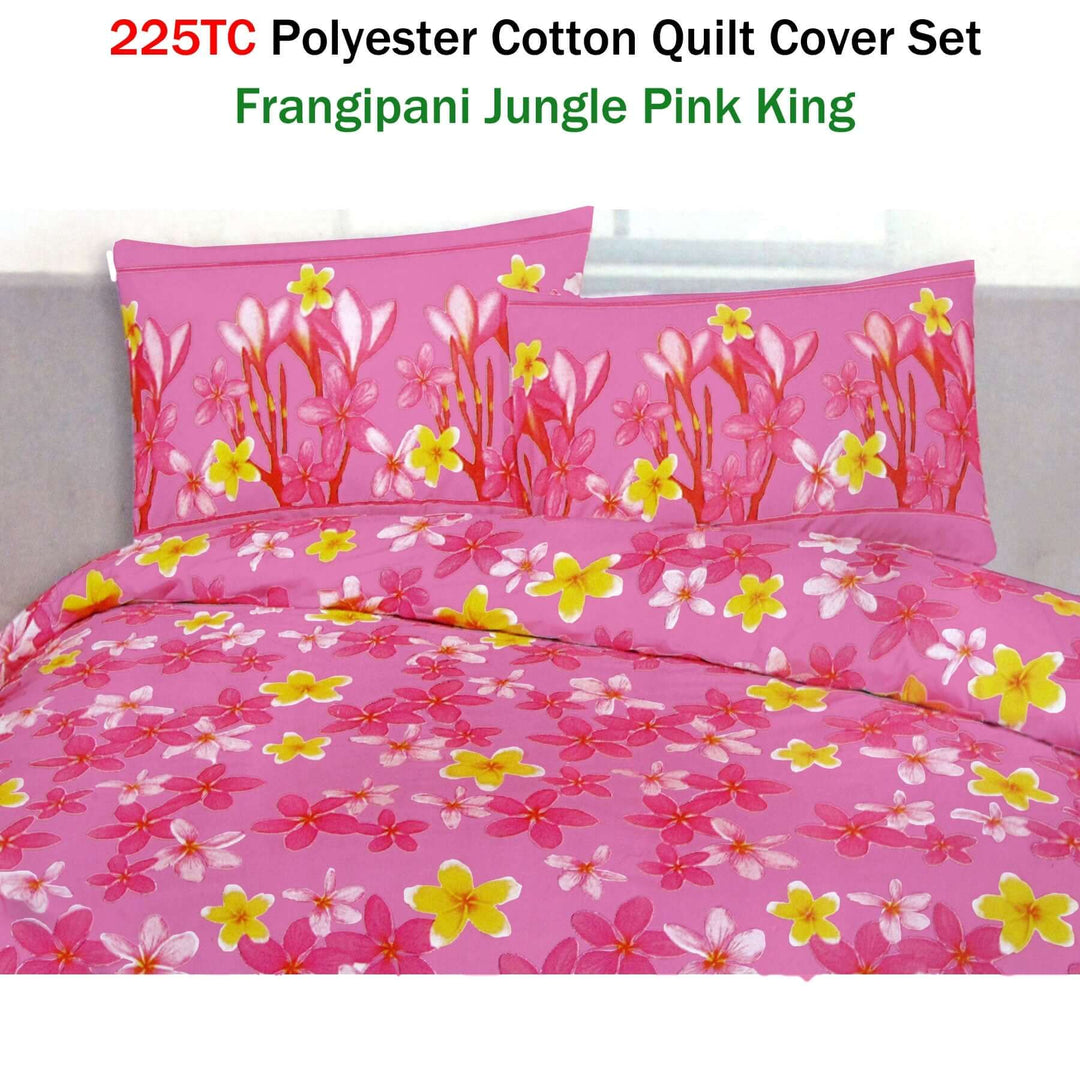 _label_, DSZ Product, feed-cond-new, feed-sl-free shipping, free-shipping225Tc Polyester Cotton Frangipani Jungle Pink Quilt Cover Set King - Premium Home & Garden > Bedding > Duvet Covers from DSZ ! Shop Online Buy Now at S & D's Value Store Family Business Best Customer Service_label_, DSZ Product, feed-cond-new, feed-sl-free shipping, free-shipping