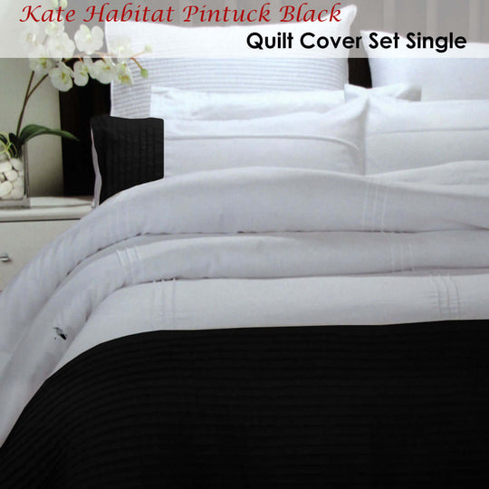 _label_, DSZ Product, feed-cond-new, feed-sl-free shipping, free-shippingPintuck Black Quilt Cover Set Single - Premium Home & Garden > Bedding > Duvet Covers from DSZ ! Shop Online Buy Now at S & D's Value Store Family Business Best Customer Service_label_, DSZ Product, feed-cond-new, feed-sl-free shipping, free-shipping