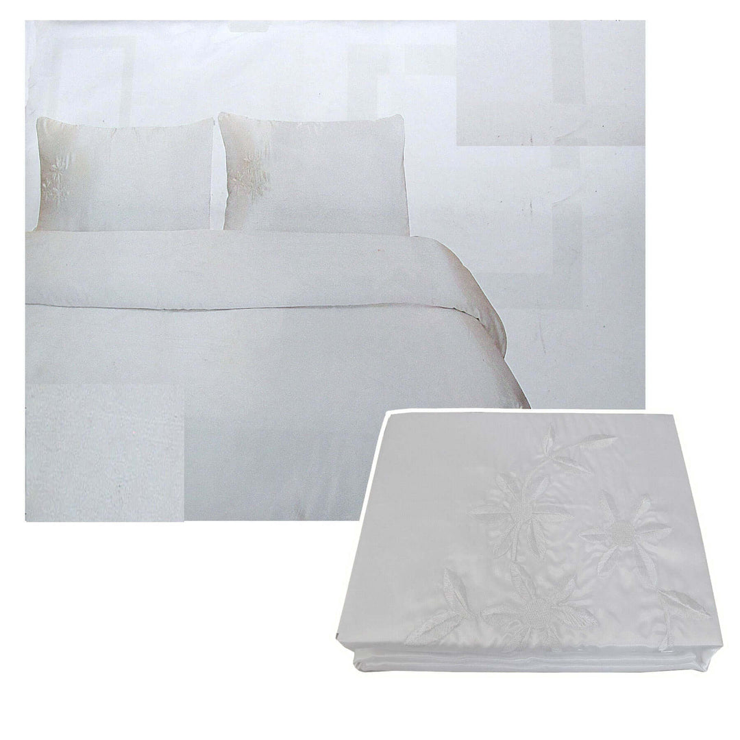 _label_, DSZ Product, feed-cond-new, feed-sl-free shipping, free-shippingTuberose Satin Embroidery Quilt Cover Set White Queen - Premium Home & Garden > Bedding > Quilts & Duvets from DSZ ! Shop Online Buy Now at S & D's Value Store Family Business Best Customer Service_label_, DSZ Product, feed-cond-new, feed-sl-free shipping, free-shipping