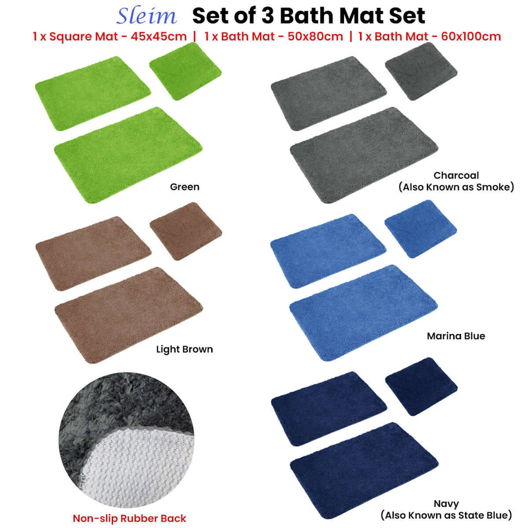 _label_, DSZ Product, feed-cond-new, feed-sl-free shipping, free-shipping, newSleim Set Of 3 Bath Mat Set Green - Premium Home & Garden > Bathroom Accessories > Bath Mats & Rugs from DSZ ! Shop Online Buy Now at S & D's Value Store Family Business Best Customer Service_label_, DSZ Product, feed-cond-new, feed-sl-free shipping, free-shipping, new