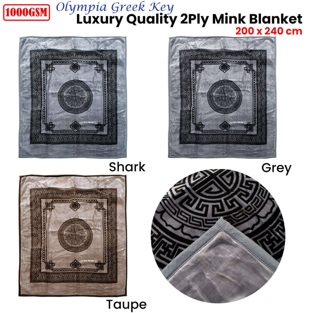 _label_, DSZ Product, feed-cond-new, feed-sl-free shipping, free-shipping1000Gsm Olympia Greek Key Luxury Quality 2 Ply Mink Blanket Queen Grey - Premium Home & Garden > Bedding > Blankets & Throws from DSZ ! Shop Online Buy Now at S & D's Value Store Family Business Best Customer Service_label_, DSZ Product, feed-cond-new, feed-sl-free shipping, free-shipping