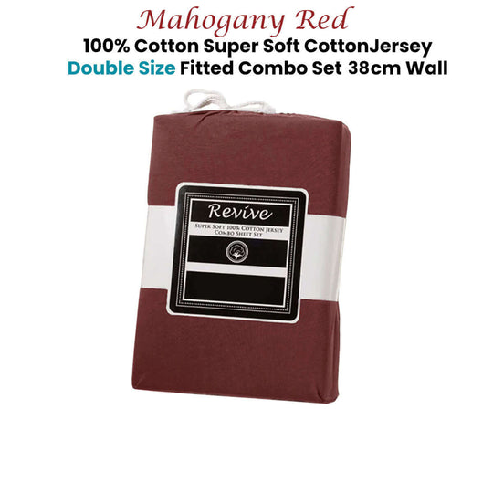 _label_, DSZ Product, feed-cond-new, feed-sl-free shipping, free-shippingRevive Mahogany Red 100% Cotton Jersey Super Soft Fitted Sheet Combo Set Double 38Cm Wall - Premium Home & Garden > Bedding > Bed Sheets from Revive ! Shop Online Buy Now at S & D's Value Store Family Business Best Customer Service_label_, DSZ Product, feed-cond-new, feed-sl-free shipping, free-shipping