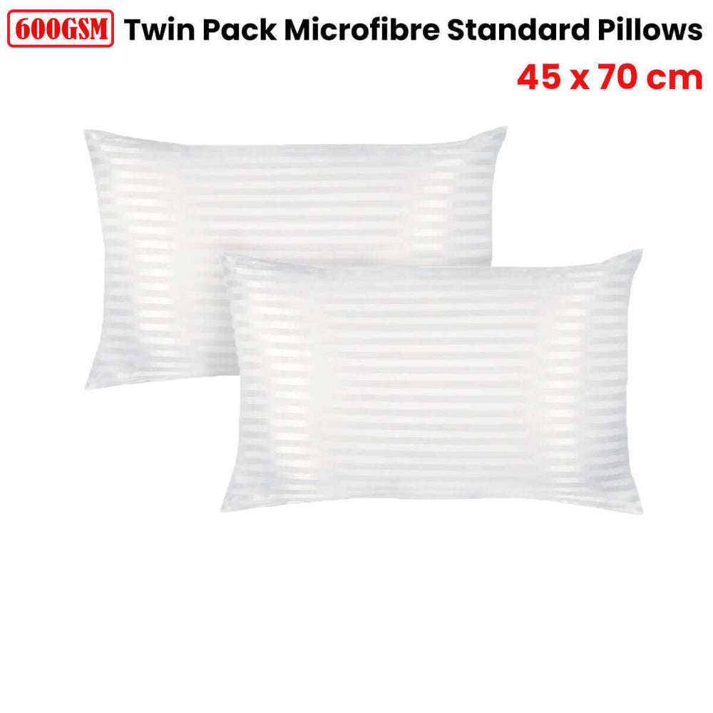 _label_, DSZ Product, feed-cond-new, feed-sl-free shipping, free-shipping600Gsm Twin Pack Microfibre Standard Pillows 45 X 70 Cm - Premium Home & Garden > Bedding > Pillows from DSZ ! Shop Online Buy Now at S & D's Value Store Family Business Best Customer Service_label_, DSZ Product, feed-cond-new, feed-sl-free shipping, free-shipping