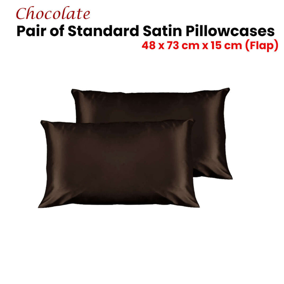 _label_, DSZ Product, feed-cond-new, feed-sl-free shipping, free-shippingPair Of Satin Standard Pillowcases Chocolate 48 X 73 Cm X 15Cm (Flap) - Premium Home & Garden > Bedding > Pillowcases from DSZ ! Shop Online Buy Now at S & D's Value Store Family Business Best Customer Service_label_, DSZ Product, feed-cond-new, feed-sl-free shipping, free-shipping