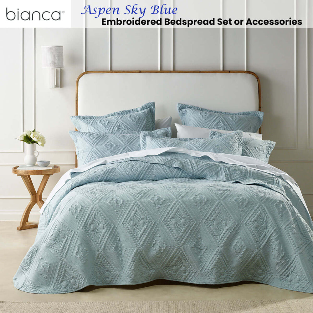 _label_, DSZ Product, feed-cond-new, feed-sl-free shipping, free-shipping, newBianca Aspen Sky Blue Embroidered Bedspread Set Double - Premium Home & Garden > Bedding > Quilts & Duvets from Bianca ! Shop Online Buy Now at S & D's Value Store Family Business Best Customer Service_label_, DSZ Product, feed-cond-new, feed-sl-free shipping, free-shipping, new