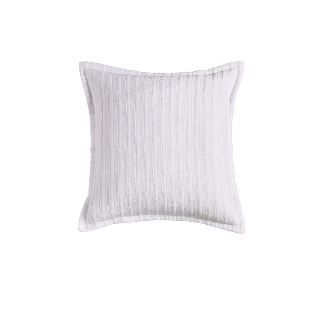 Bianca Evora white cushion with quilted cotton jacquard design, elegant and affordable for DIY luxe decor. Made in Portugal.