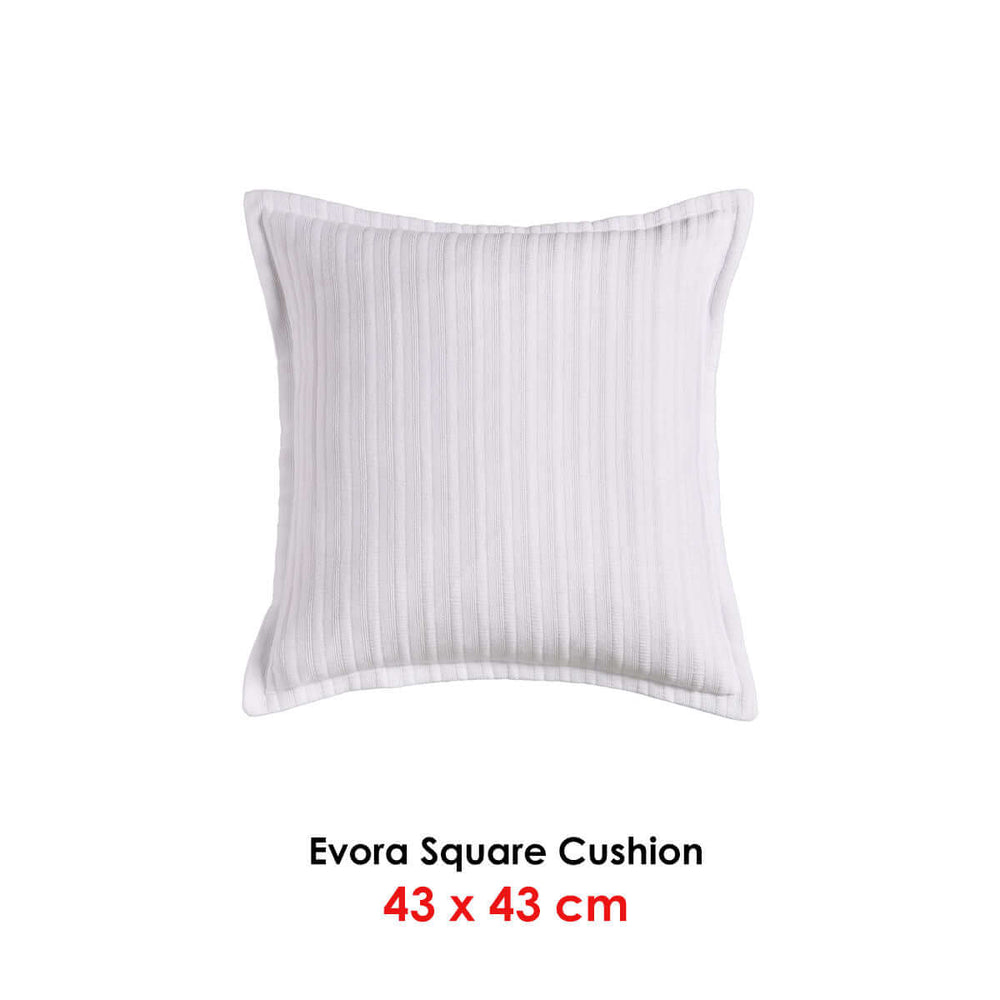 Bianca Evora White Square Cushion 43x43 cm, affordable luxe cotton jacquard, DIY home decor, quality Portuguese craftsmanship.