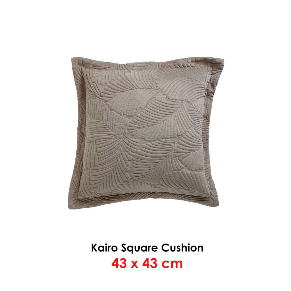 Affordable Bianca Kairo Taupe Square Cushion with quilted leaf design, soft velvet, 43x43cm, quality DIY luxe home decor