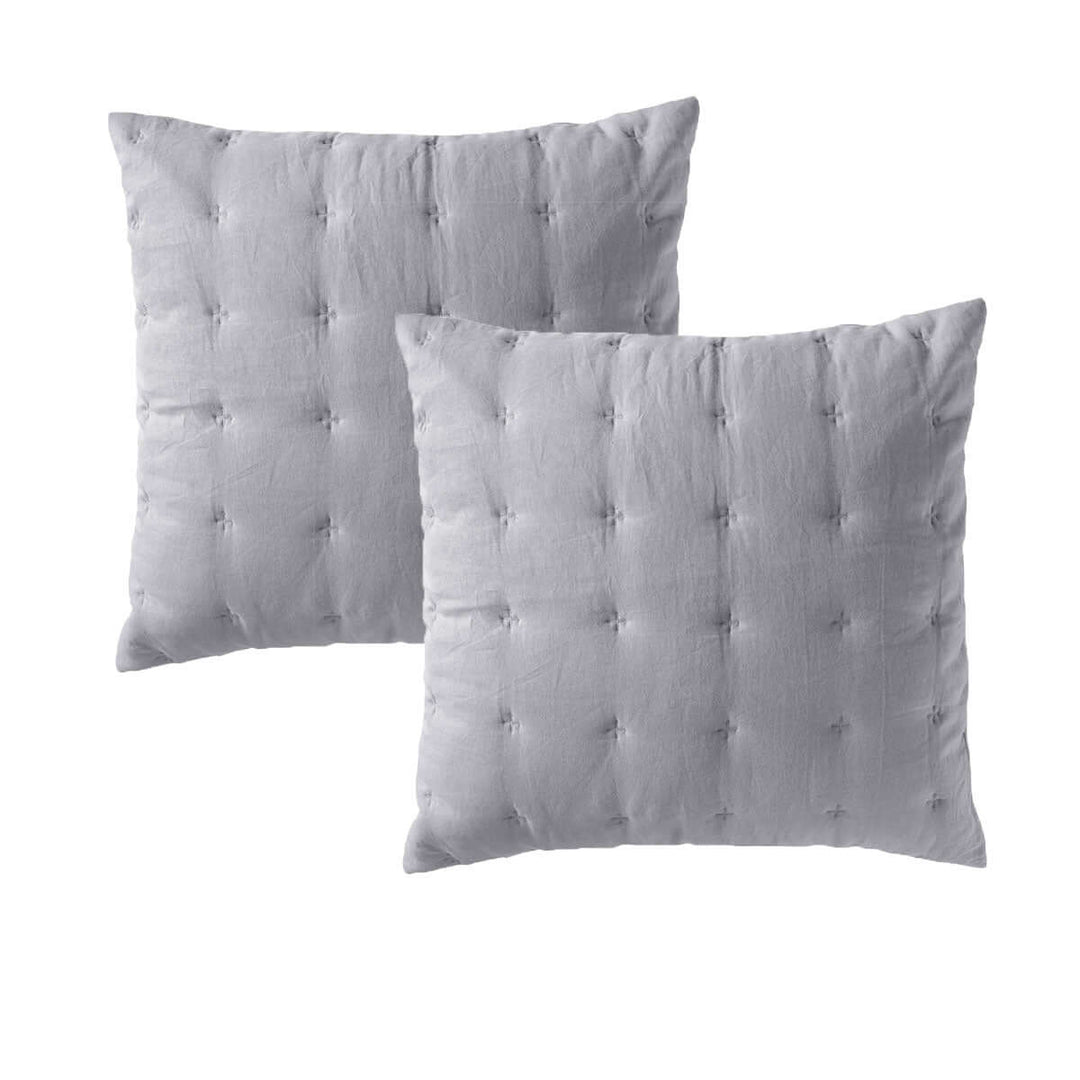 Affordable Langston Silver European Pillowcases by Bianca - Quilted Design, Luxe Linen/Cotton, DIY Bedroom Upgrade