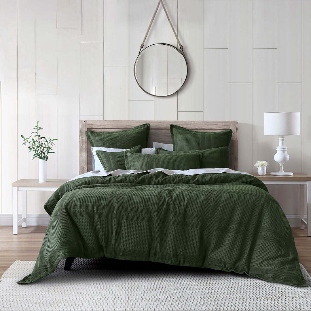 _label_, DSZ Product, feed-cond-new, feed-sl-free shipping, free-shipping, newBianca Sussex Forest Green Cotton Waffle Quilt Cover Set King - Premium Home & Garden > Bedding > Duvet Covers from Bianca ! Shop Online Buy Now at S & D's Value Store Family Business Best Customer Service_label_, DSZ Product, feed-cond-new, feed-sl-free shipping, free-shipping, new