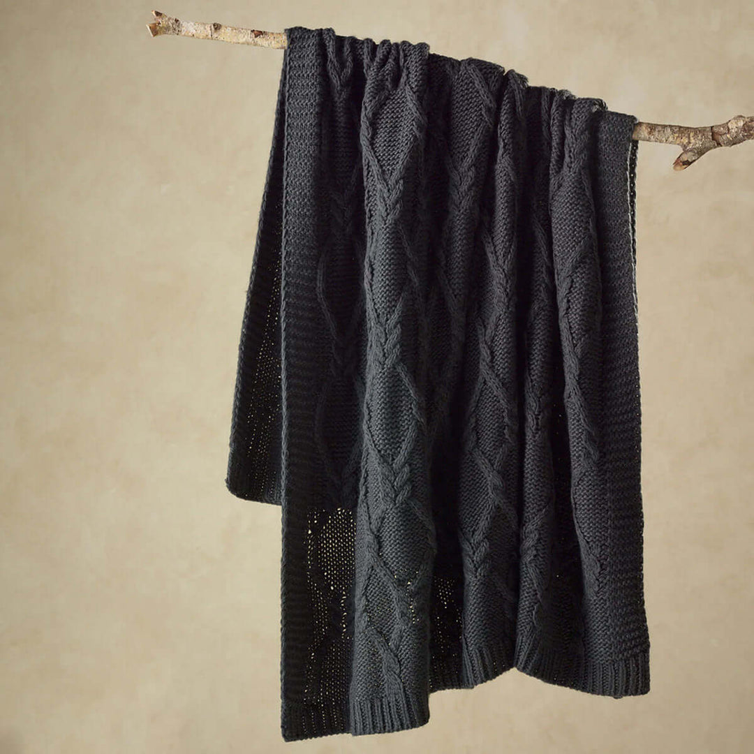 Charcoal knitted throw rug 130x160 cm by Bianca Johnson, showcasing a luxe design for an affordable, DIY decor upgrade.