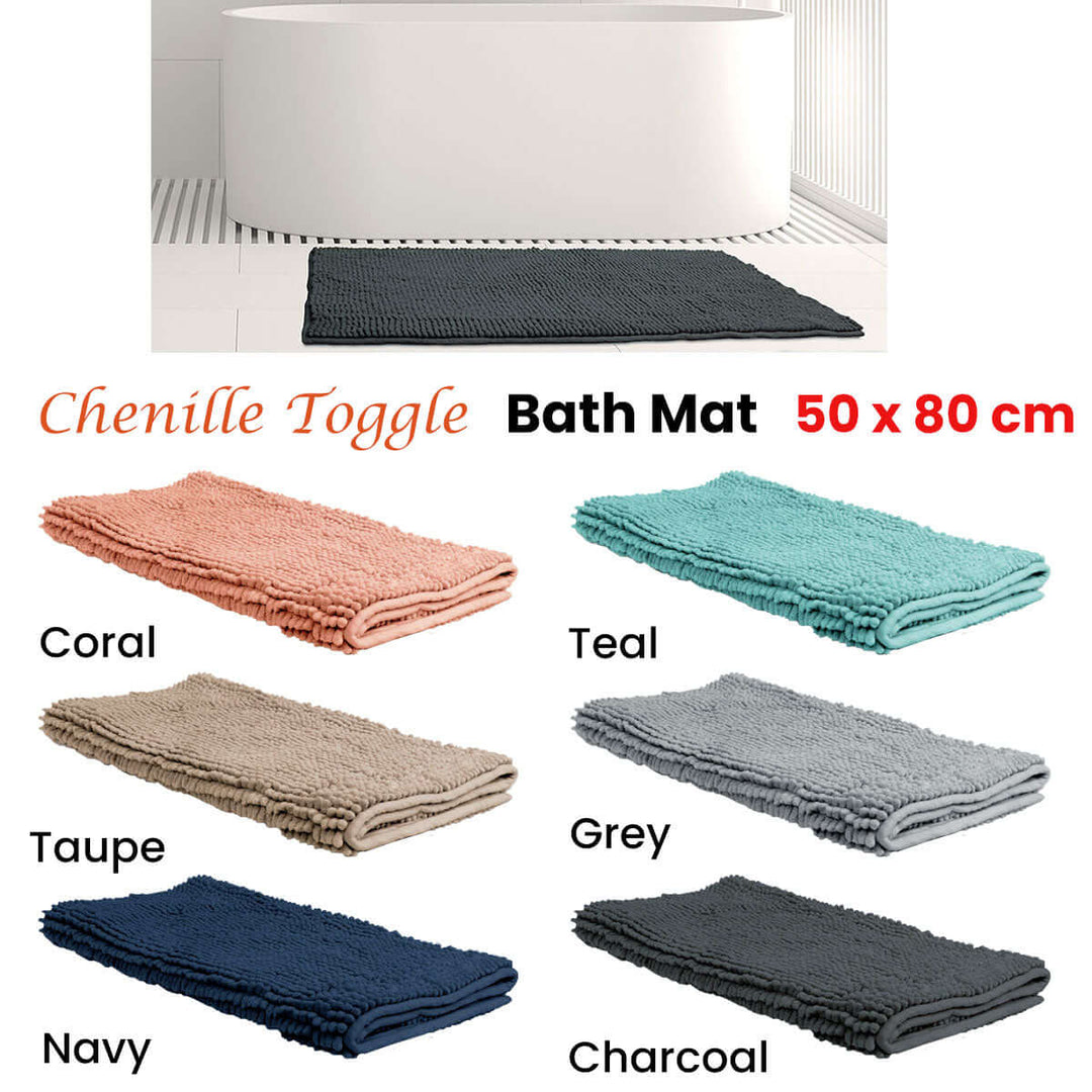 _label_, DSZ Product, feed-cond-new, feed-sl-free shipping, free-shipping, newChenille Toggle Bath Mat 50 X 80Cm Grey - Premium Home & Garden > Bathroom Accessories > Bath Mats & Rugs from DSZ ! Shop Online Buy Now at S & D's Value Store Family Business Best Customer Service_label_, DSZ Product, feed-cond-new, feed-sl-free shipping, free-shipping, new