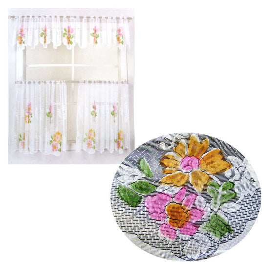 _label_, DSZ Product, feed-cond-new, feed-sl-free shipping, free-shipping, new3 Pce Cafe Blooms Lace Kitchen Curtain Set - Premium Home & Garden > Curtains > Curtains & Drapes from DSZ ! Shop Online Buy Now at S & D's Value Store Family Business Best Customer Service_label_, DSZ Product, feed-cond-new, feed-sl-free shipping, free-shipping, new