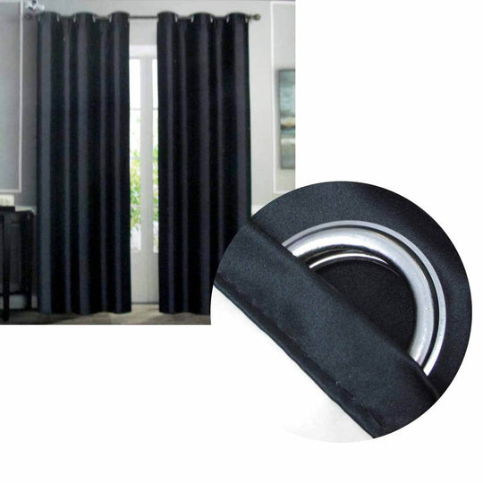 Emporio Hudson black coated back blockout eyelet curtains, 137x213cm, affordable & quality window treatment.