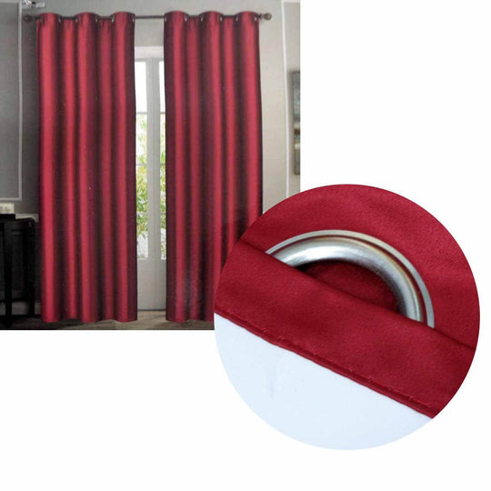 Emporio Hudson cherry red eyelet curtains, 137x213cm, effective blockout design for quality interior comfort.