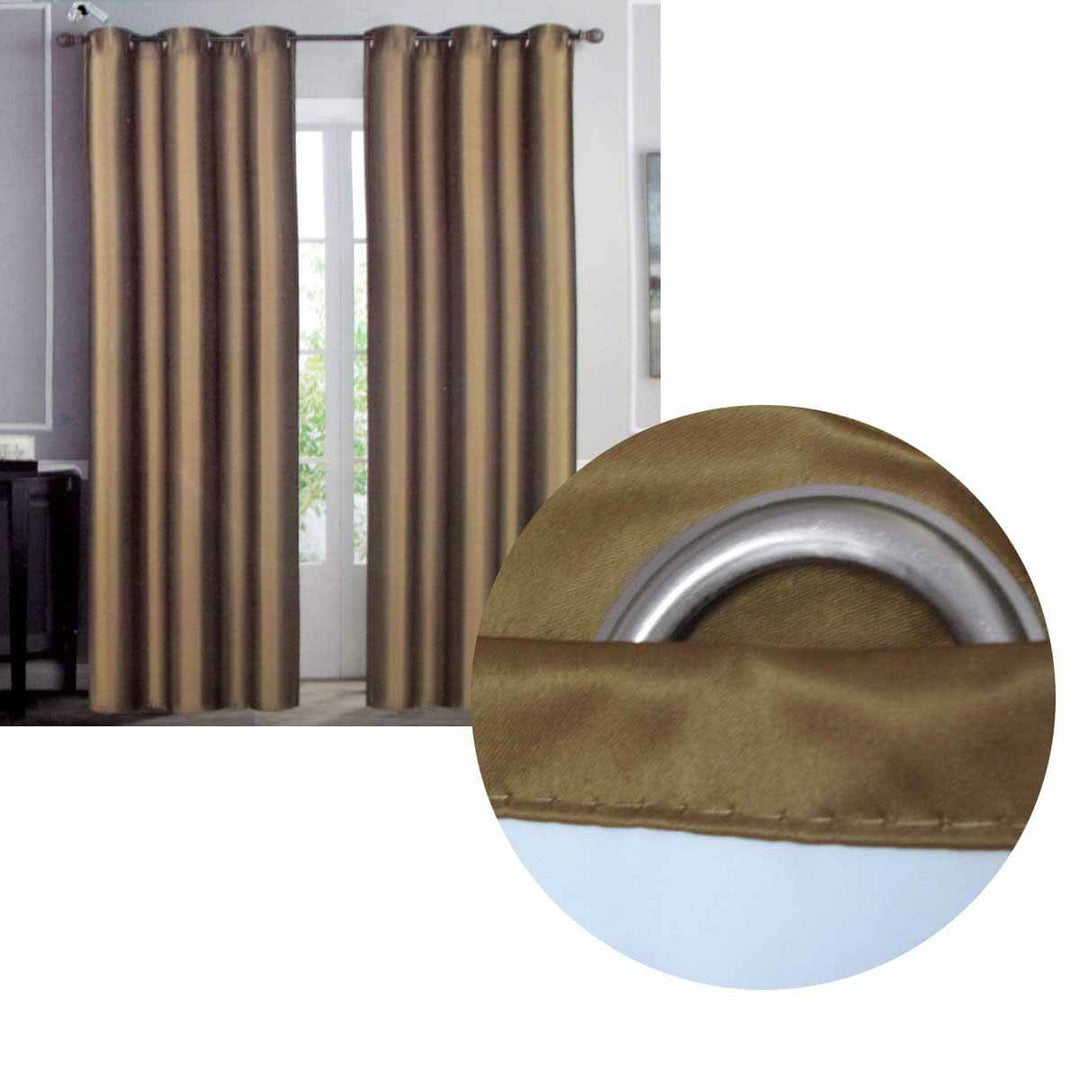 Emporio Hudson camel coated back blockout eyelet curtains, 137x213cm, ideal for affordable DIY home decor.