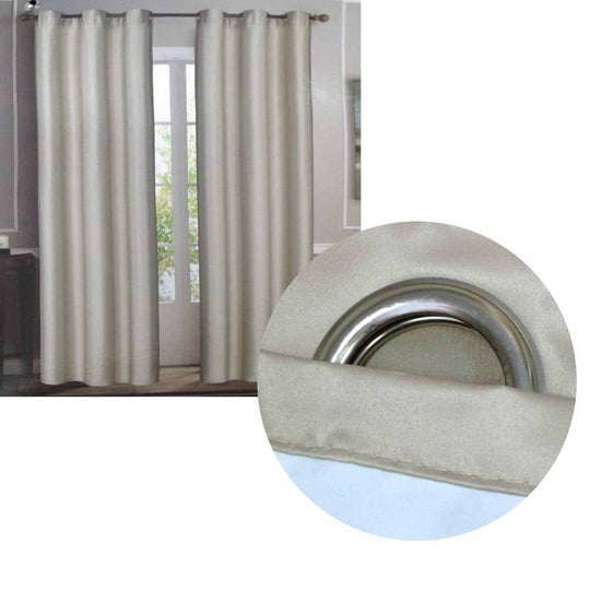 Emporio Hudson taupe blockout eyelet curtains, 137x213cm, featuring solid color design and durable fabric quality.