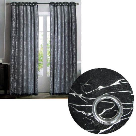 _label_, DSZ Product, feed-cond-new, feed-sl-free shipping, free-shipping, newPair Of Sheer Eyelet Curtains Black With Silver Foils 137 X 213 Cm - Premium Home & Garden > Curtains > Curtains & Drapes from DSZ ! Shop Online Buy Now at S & D's Value Store Family Business Best Customer Service_label_, DSZ Product, feed-cond-new, feed-sl-free shipping, free-shipping, new