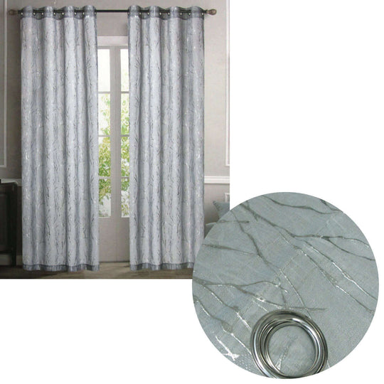 _label_, DSZ Product, feed-cond-new, feed-sl-free shipping, free-shipping, newPair Of Sheer Eyelet Curtains Grey With Silver Foils 137 X 213 Cm - Premium Home & Garden > Curtains > Curtains & Drapes from DSZ ! Shop Online Buy Now at S & D's Value Store Family Business Best Customer Service_label_, DSZ Product, feed-cond-new, feed-sl-free shipping, free-shipping, new