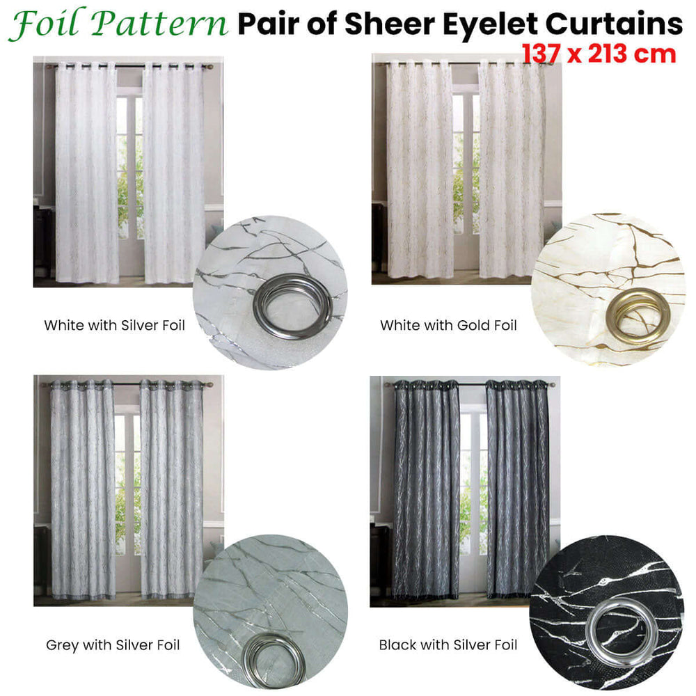 _label_, DSZ Product, feed-cond-new, feed-sl-free shipping, free-shipping, newPair Of Sheer Eyelet Curtains Grey With Silver Foils 137 X 213 Cm - Premium Home & Garden > Curtains > Curtains & Drapes from DSZ ! Shop Online Buy Now at S & D's Value Store Family Business Best Customer Service_label_, DSZ Product, feed-cond-new, feed-sl-free shipping, free-shipping, new