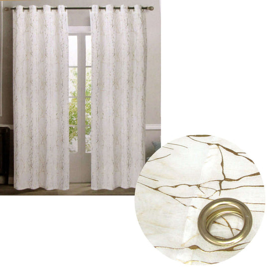 _label_, DSZ Product, feed-cond-new, feed-sl-free shipping, free-shipping, newPair Of Sheer Eyelet Curtains White With Gold Foils 137 X 213 Cm - Premium Home & Garden > Curtains > Curtains & Drapes from DSZ ! Shop Online Buy Now at S & D's Value Store Family Business Best Customer Service_label_, DSZ Product, feed-cond-new, feed-sl-free shipping, free-shipping, new