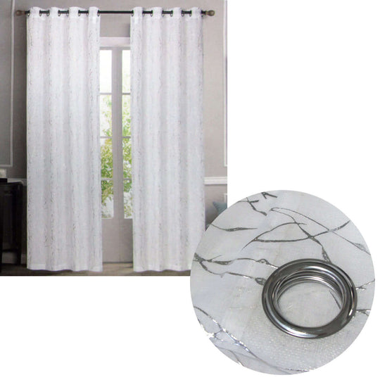 _label_, DSZ Product, feed-cond-new, feed-sl-free shipping, free-shipping, newPair Of Sheer Eyelet Curtains White With Silver Foils 137 X 213 Cm - Premium Home & Garden > Curtains > Curtains & Drapes from DSZ ! Shop Online Buy Now at S & D's Value Store Family Business Best Customer Service_label_, DSZ Product, feed-cond-new, feed-sl-free shipping, free-shipping, new