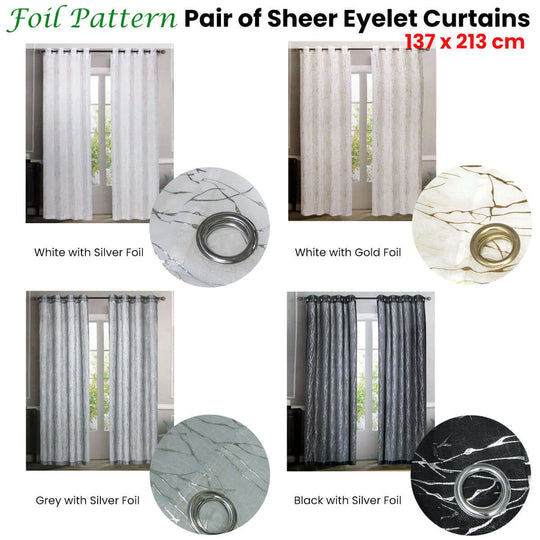 _label_, DSZ Product, feed-cond-new, feed-sl-free shipping, free-shipping, newPair Of Sheer Eyelet Curtains White With Silver Foils 137 X 213 Cm - Premium Home & Garden > Curtains > Curtains & Drapes from DSZ ! Shop Online Buy Now at S & D's Value Store Family Business Best Customer Service_label_, DSZ Product, feed-cond-new, feed-sl-free shipping, free-shipping, new