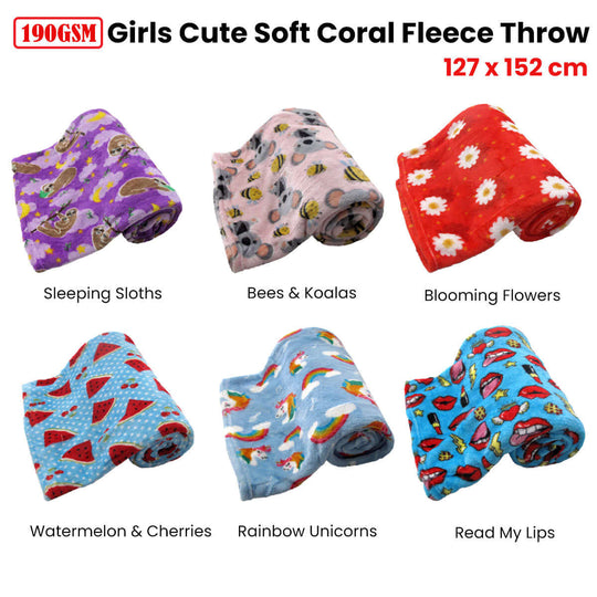 _label_, DSZ Product, feed-cond-new, feed-sl-free shipping, free-shipping190Gsm Girls Cute Ultra Soft Coral Fleece Throw 127 X 152Cm Watermelon & Cherries - Premium Home & Garden > Bedding > Blankets & Throws from DSZ ! Shop Online Buy Now at S & D's Value Store Family Business Best Customer Service_label_, DSZ Product, feed-cond-new, feed-sl-free shipping, free-shipping