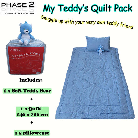 _label_, DSZ Product, feed-cond-new, feed-sl-free shipping, free-shippingPhase 2 My Teddy'S Quilt / Comforter Set With Toy Blue Single - Premium Home & Garden > Bedding > Duvet Covers from DSZ ! Shop Online Buy Now at S & D's Value Store Family Business Best Customer Service_label_, DSZ Product, feed-cond-new, feed-sl-free shipping, free-shipping