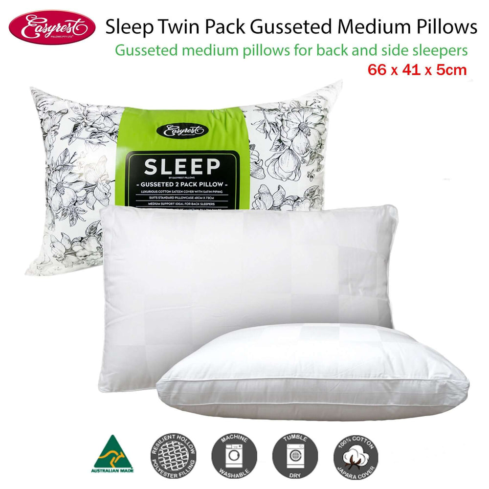 _label_, DSZ Product, feed-cond-new, feed-sl-free shipping, free-shippingEasyrest Sleep Twin Pack Gusseted Medium Standard Pillows - Premium Home & Garden > Bedding > Pillows from Easyrest ! Shop Online Buy Now at S & D's Value Store Family Business Best Customer Service_label_, DSZ Product, feed-cond-new, feed-sl-free shipping, free-shipping