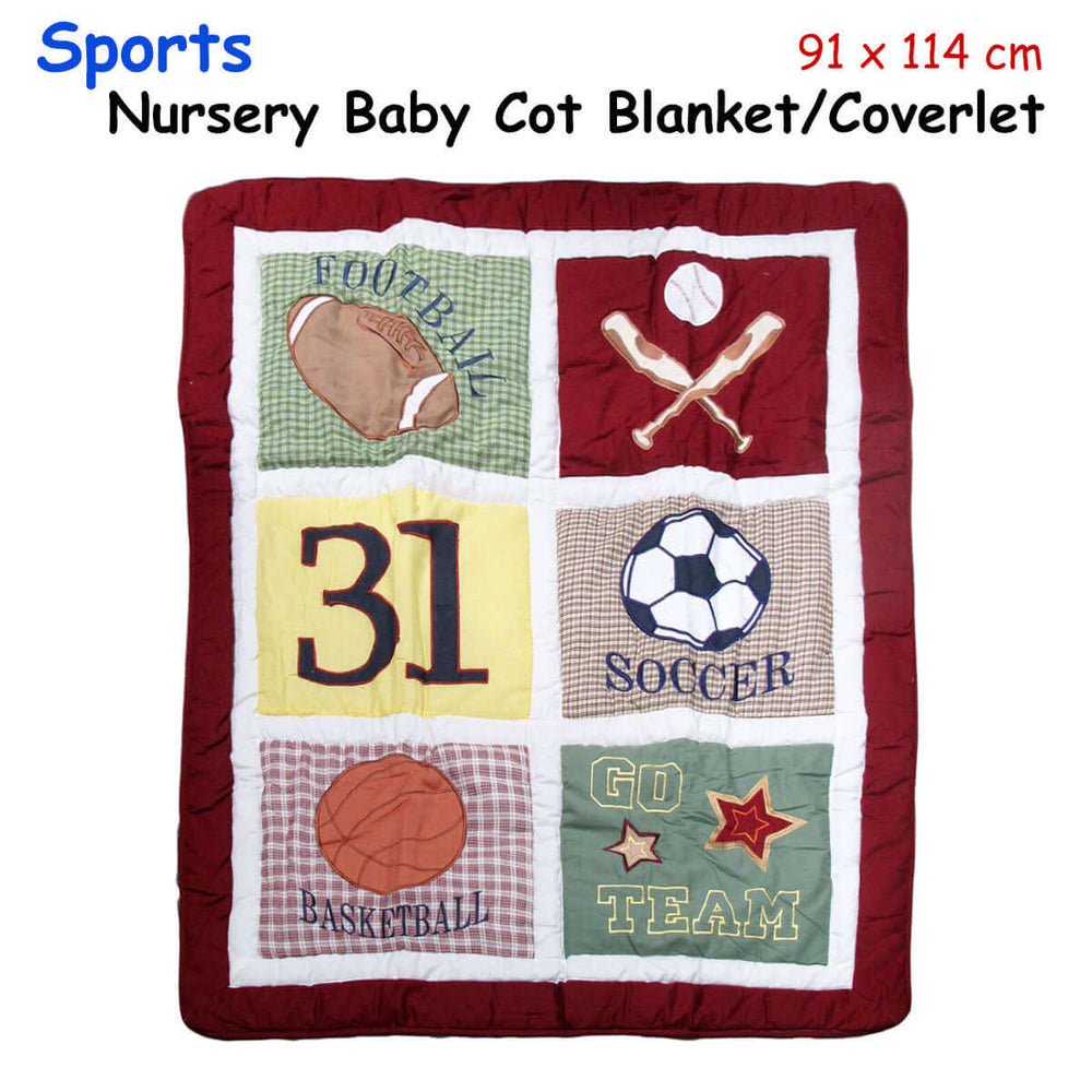 _label_, DSZ Product, feed-cond-new, feed-sl-free shipping, free-shippingSports Embroidered Nursery Baby Blanket/Coverlet 91 X 114 Cm - Premium Home & Garden > Bedding > Blankets & Throws from DSZ ! Shop Online Buy Now at S & D's Value Store Family Business Best Customer Service_label_, DSZ Product, feed-cond-new, feed-sl-free shipping, free-shipping