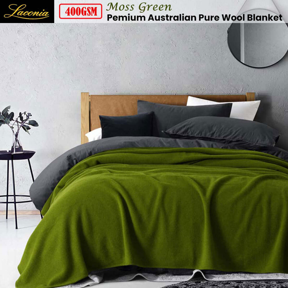 _label_, DSZ Product, feed-cond-new, feed-sl-free shipping, free-shipping, newLaconia 400Gsm Premium Australian Pure Wool Blanket Moss Green Double - Premium Home & Garden > Bedding > Blankets & Throws from Laconia ! Shop Online Buy Now at S & D's Value Store Family Business Best Customer Service_label_, DSZ Product, feed-cond-new, feed-sl-free shipping, free-shipping, new