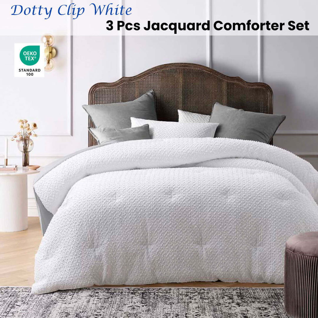 _label_, DSZ Product, feed-cond-new, feed-sl-free shipping, free-shippingAccessorize Dotty Clip White 3 Piece Jacquard Comforter Set King - Premium Home & Garden > Bedding > Duvet Covers from Accessorize ! Shop Online Buy Now at S & D's Value Store Family Business Best Customer Service_label_, DSZ Product, feed-cond-new, feed-sl-free shipping, free-shipping