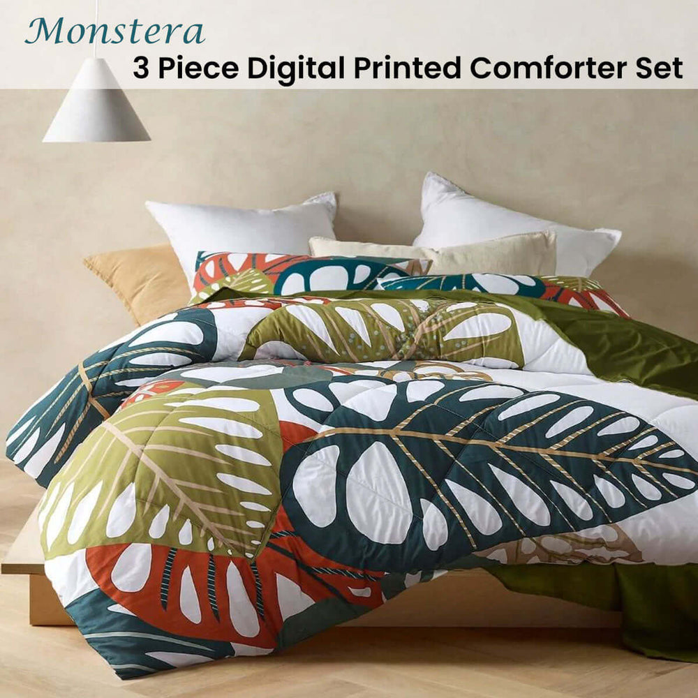 _label_, DSZ Product, feed-cond-new, feed-sl-free shipping, free-shipping, newAccessorize 3 Piece Monstera Digital Printed Comforter Set Queen - Premium Home & Garden > Bedding > Duvet Covers from Accessorize ! Shop Online Buy Now at S & D's Value Store Family Business Best Customer Service_label_, DSZ Product, feed-cond-new, feed-sl-free shipping, free-shipping, new