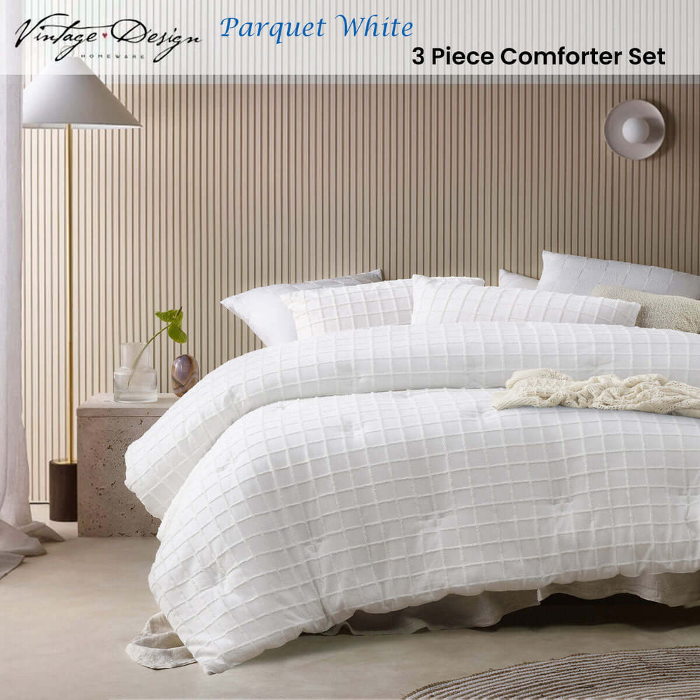 _label_, DSZ Product, feed-cond-new, feed-sl-free shipping, free-shipping, newVintage Design Homewares 3 Pcs Parquet White Comforter Set King - Premium Home & Garden > Bedding > Quilts & Duvets from Vintage Design Homewares ! Shop Online Buy Now at S & D's Value Store Family Business Best Customer Service_label_, DSZ Product, feed-cond-new, feed-sl-free shipping, free-shipping, new