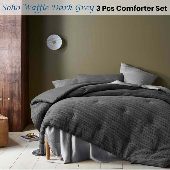 _label_, DSZ Product, feed-cond-new, feed-sl-free shipping, free-shippingAccessorize Soho Waffle Dark Grey 3 Piece Comforter Set King - Premium Home & Garden > Bedding > Bed Sheets from Accessorize ! Shop Online Buy Now at S & D's Value Store Family Business Best Customer Service_label_, DSZ Product, feed-cond-new, feed-sl-free shipping, free-shipping