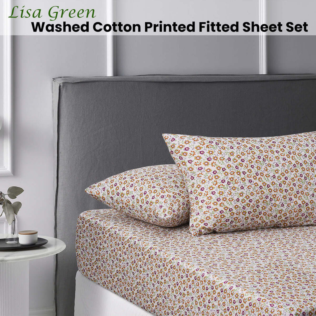 _label_, DSZ Product, feed-cond-new, feed-sl-free shipping, free-shippingAccessorize Lisa Green Washed Cotton Printed Fitted Sheet Set Double - Premium Home & Garden > Bedding > Bed Sheets from Accessorize ! Shop Online Buy Now at S & D's Value Store Family Business Best Customer Service_label_, DSZ Product, feed-cond-new, feed-sl-free shipping, free-shipping