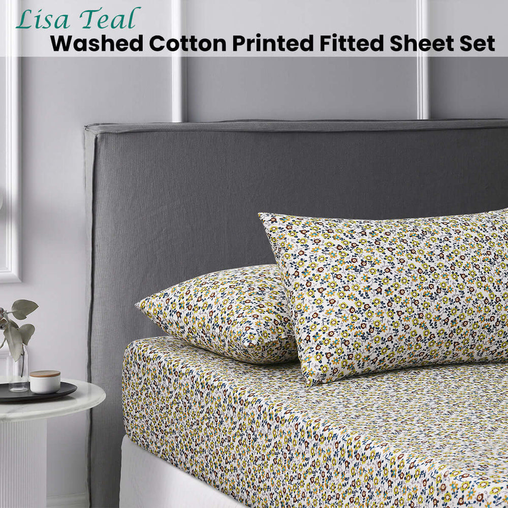 _label_, DSZ Product, feed-cond-new, feed-sl-free shipping, free-shippingAccessorize Lisa Teal Washed Cotton Printed Fitted Sheet Set Double - Premium Home & Garden > Bedding > Bed Sheets from Accessorize ! Shop Online Buy Now at S & D's Value Store Family Business Best Customer Service_label_, DSZ Product, feed-cond-new, feed-sl-free shipping, free-shipping