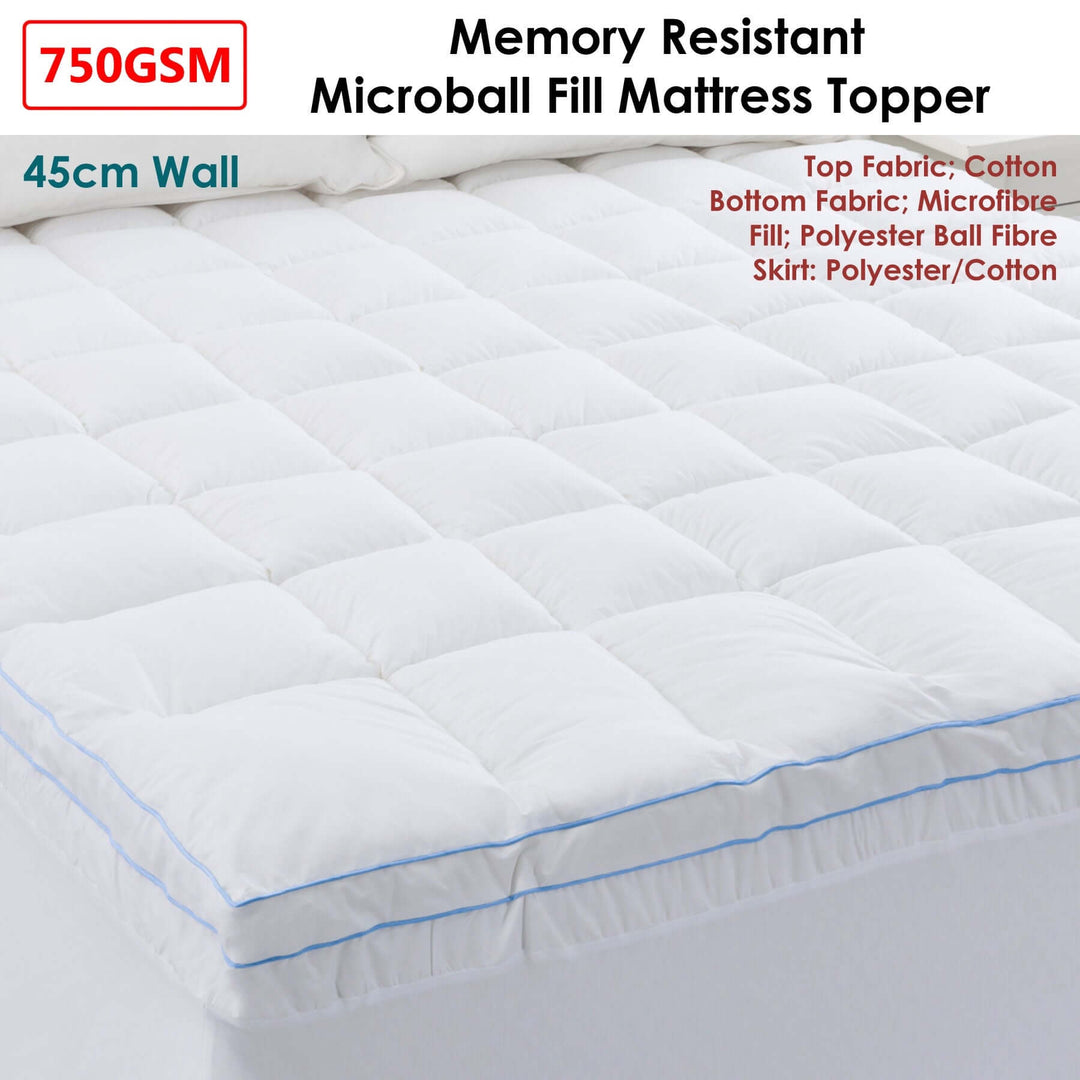 _label_, DSZ Product, feed-cond-new, feed-sl-free shipping, free-shipping, newCloudland 750Gsm Memory Resistant Microball Fill Mattress Topper King - Premium Outdoor Recreation > Camping > Inflatable Mattresses from Cloudland ! Shop Online Buy Now at S & D's Value Store Family Business Best Customer Service_label_, DSZ Product, feed-cond-new, feed-sl-free shipping, free-shipping, new