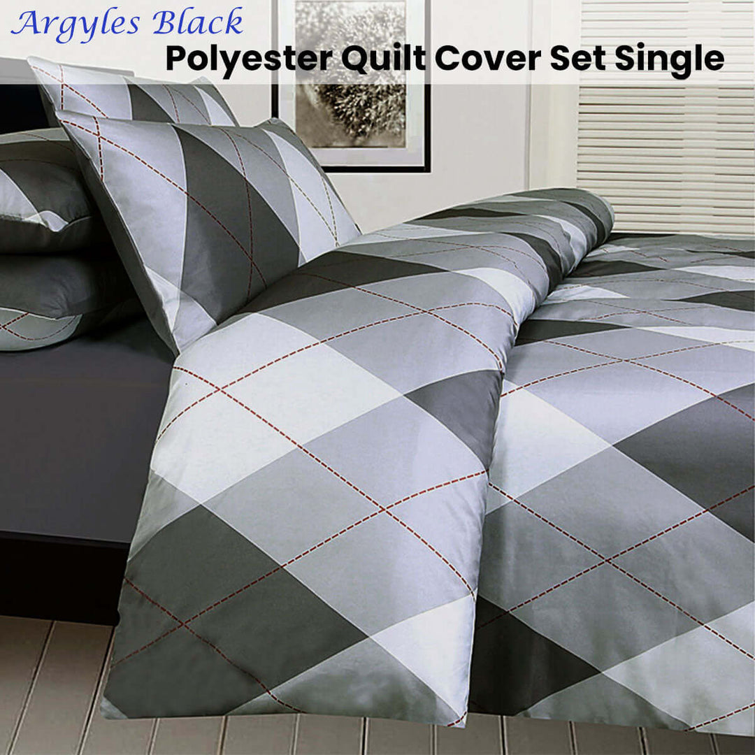 _label_, DSZ Product, feed-cond-new, feed-sl-free shipping, free-shippingBig Sleep Argyles Black Quilt Cover Set Single - Premium Home & Garden > Bedding > Duvet Covers from Big Sleep ! Shop Online Buy Now at S & D's Value Store Family Business Best Customer Service_label_, DSZ Product, feed-cond-new, feed-sl-free shipping, free-shipping