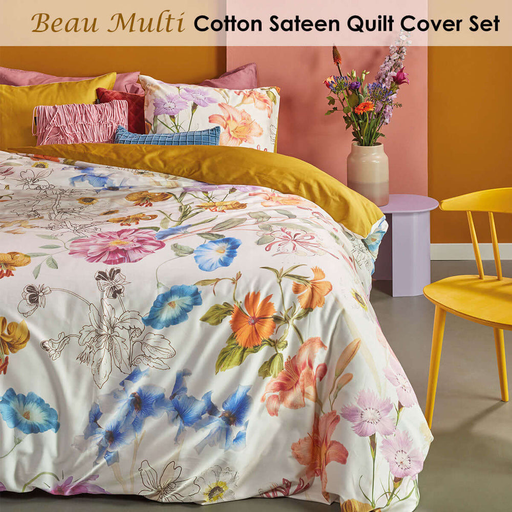 _label_, DSZ Product, feed-cond-new, feed-sl-free shipping, free-shipping, newBedding House Beau Multi Cotton Sateen Quilt Cover Set King - Premium Home & Garden > Bedding > Duvet Covers from Bedding House ! Shop Online Buy Now at S & D's Value Store Family Business Best Customer Service_label_, DSZ Product, feed-cond-new, feed-sl-free shipping, free-shipping, new