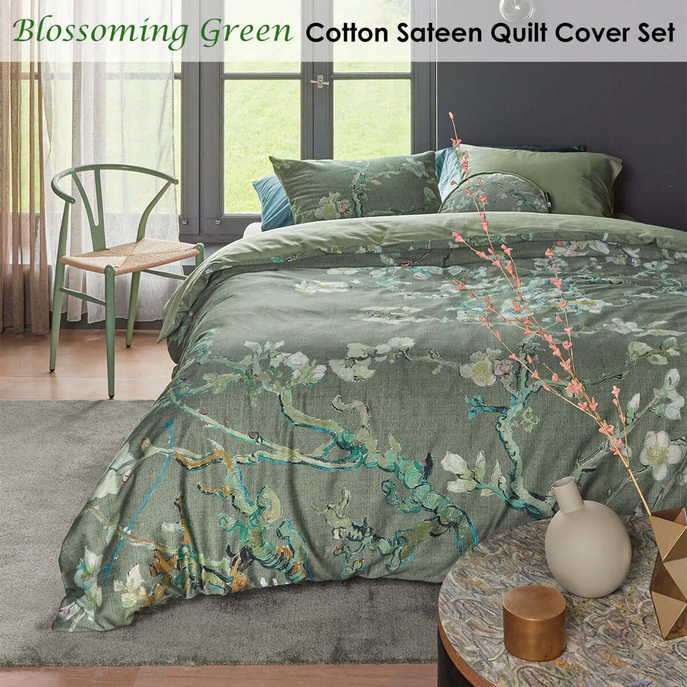 _label_, DSZ Product, feed-cond-new, feed-sl-free shipping, free-shipping, newBedding House Blossoming Green Cotton Sateen Quilt Cover Set Queen - Premium Home & Garden > Bedding > Duvet Covers from Bedding House ! Shop Online Buy Now at S & D's Value Store Family Business Best Customer Service_label_, DSZ Product, feed-cond-new, feed-sl-free shipping, free-shipping, new