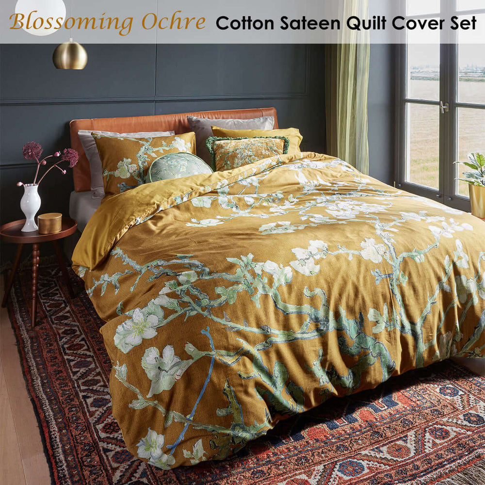 _label_, DSZ Product, feed-cond-new, feed-sl-free shipping, free-shipping, newBedding House Blossoming Ochre Cotton Sateen Quilt Cover Set King - Premium Home & Garden > Bedding > Duvet Covers from Bedding House ! Shop Online Buy Now at S & D's Value Store Family Business Best Customer Service_label_, DSZ Product, feed-cond-new, feed-sl-free shipping, free-shipping, new