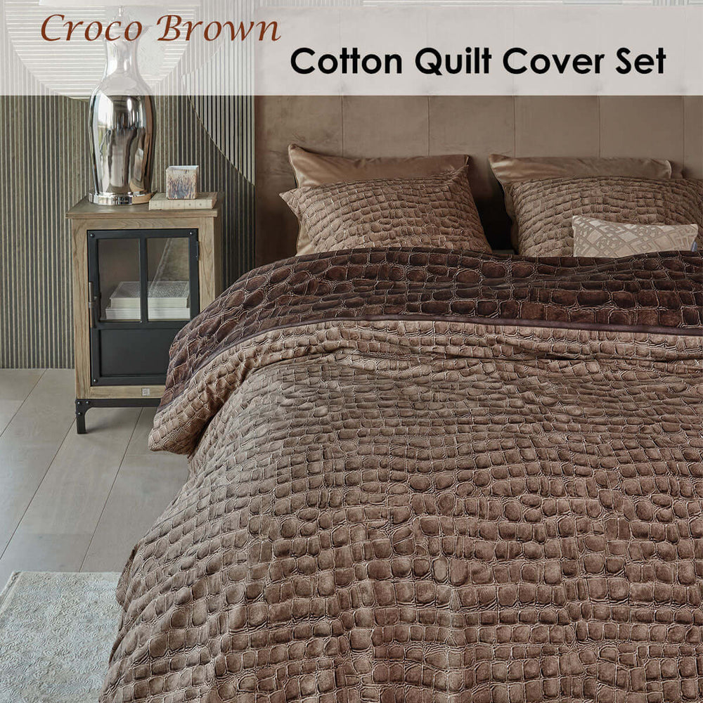 _label_, DSZ Product, feed-cond-new, feed-sl-free shipping, free-shipping, newRiviera Maison Croco Brown Cotton Quilt Cover Set King - Premium Home & Garden > Bedding > Bed Sheets from Riviera Maison ! Shop Online Buy Now at S & D's Value Store Family Business Best Customer Service_label_, DSZ Product, feed-cond-new, feed-sl-free shipping, free-shipping, new