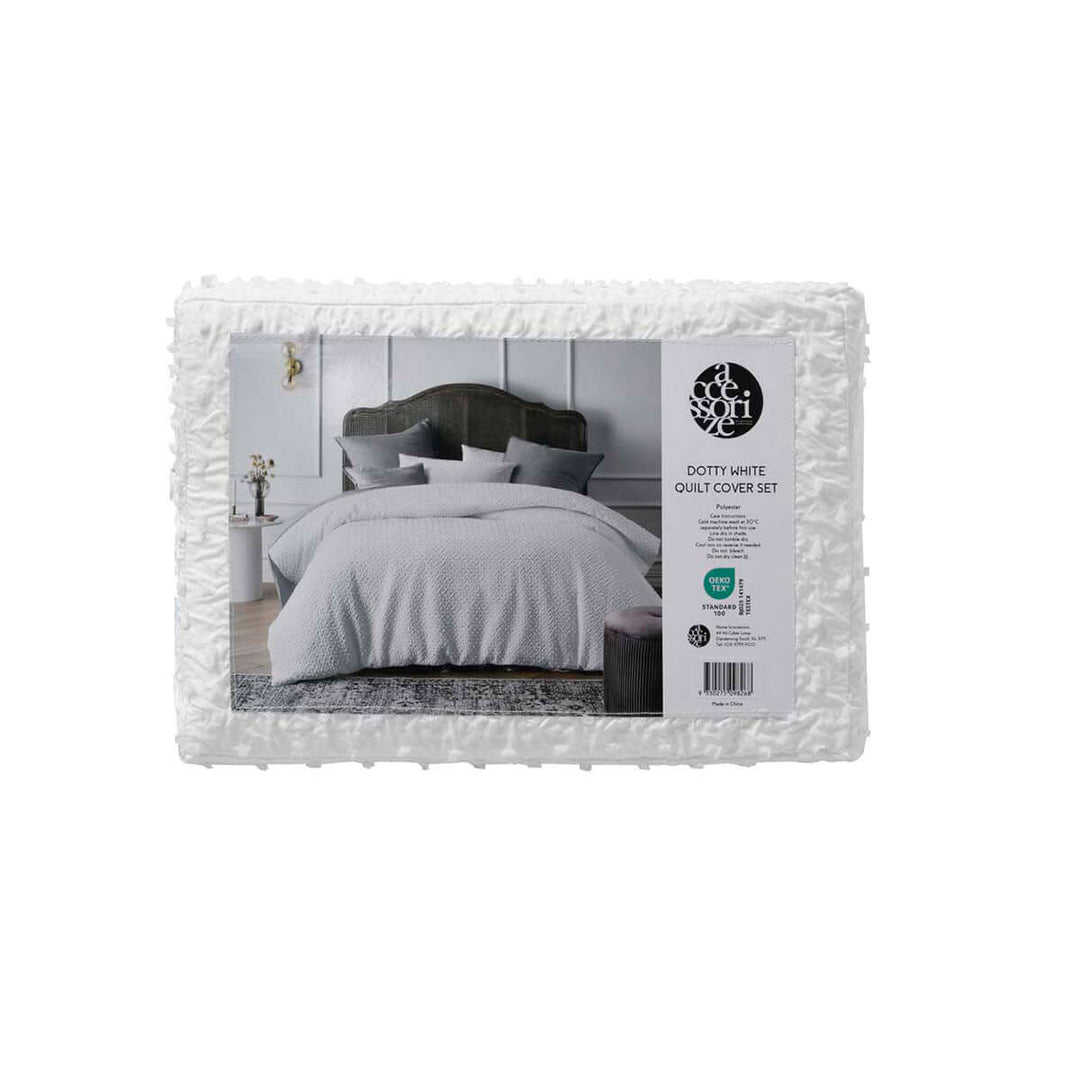 _label_, DSZ Product, feed-cond-new, feed-sl-free shipping, free-shippingAccessorize Dotty Clip White Jacquard Quilt Cover Set King - Premium Home & Garden > Bedding > Duvet Covers from Accessorize ! Shop Online Buy Now at S & D's Value Store Family Business Best Customer Service_label_, DSZ Product, feed-cond-new, feed-sl-free shipping, free-shipping