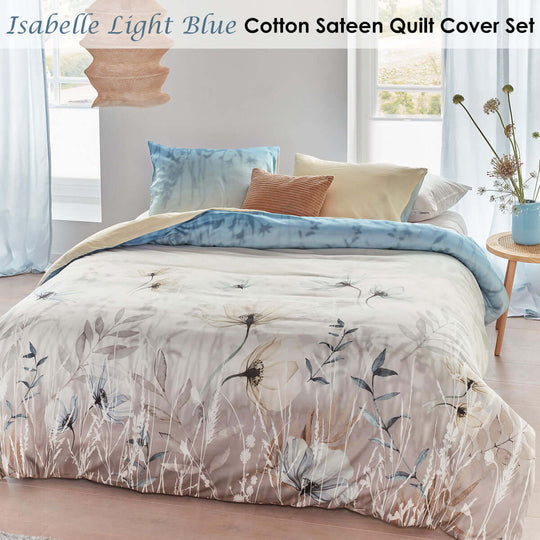 _label_, DSZ Product, feed-cond-new, feed-sl-free shipping, free-shipping, newBedding House Isabelle Light Blue Cotton Sateen Quilt Cover Set Queen - Premium Home & Garden > Bedding > Quilts & Duvets from Bedding House ! Shop Online Buy Now at S & D's Value Store Family Business Best Customer Service_label_, DSZ Product, feed-cond-new, feed-sl-free shipping, free-shipping, new