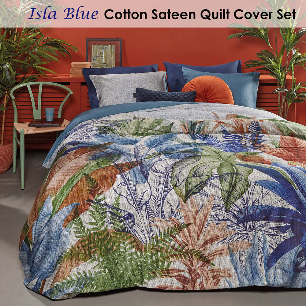 _label_, DSZ Product, feed-cond-new, feed-sl-free shipping, free-shipping, newBedding House Isla Blue Cotton Sateen Quilt Cover Set Queen - Premium Home & Garden > Bedding > Duvet Covers from Bedding House ! Shop Online Buy Now at S & D's Value Store Family Business Best Customer Service_label_, DSZ Product, feed-cond-new, feed-sl-free shipping, free-shipping, new