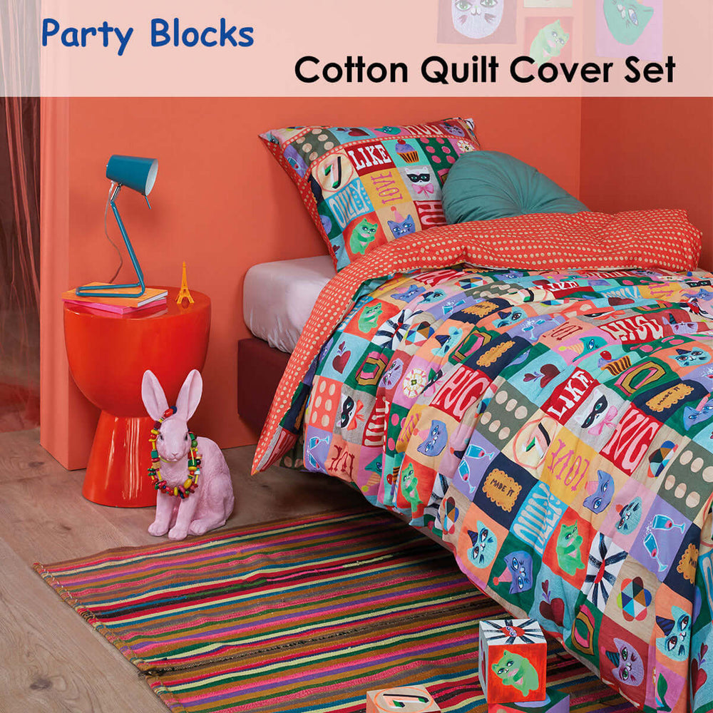 _label_, DSZ Product, feed-cond-new, feed-sl-free shipping, free-shippingOilily Party Blocks Cotton Quilt Cover Set Single - Premium Home & Garden > Bedding > Duvet Covers from Oilily ! Shop Online Buy Now at S & D's Value Store Family Business Best Customer Service_label_, DSZ Product, feed-cond-new, feed-sl-free shipping, free-shipping